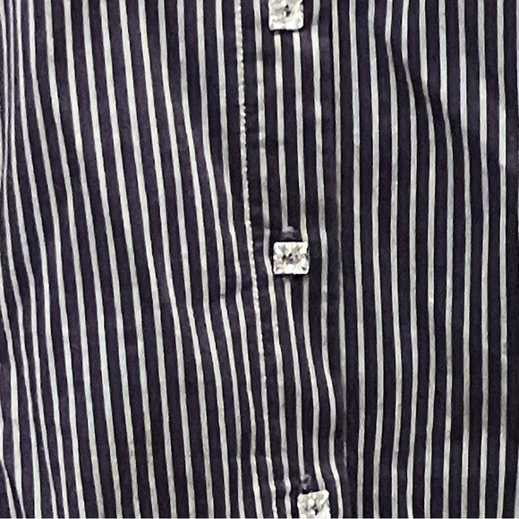 VTG Lissile Women’s Purple Stripe XXL long Sleeve Blouse Epaulette Preppy - Picture 4 of 12